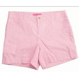 Lilly Pulitzer Walsh Shorts Women's Size 8 Hot pink and white Seersucker